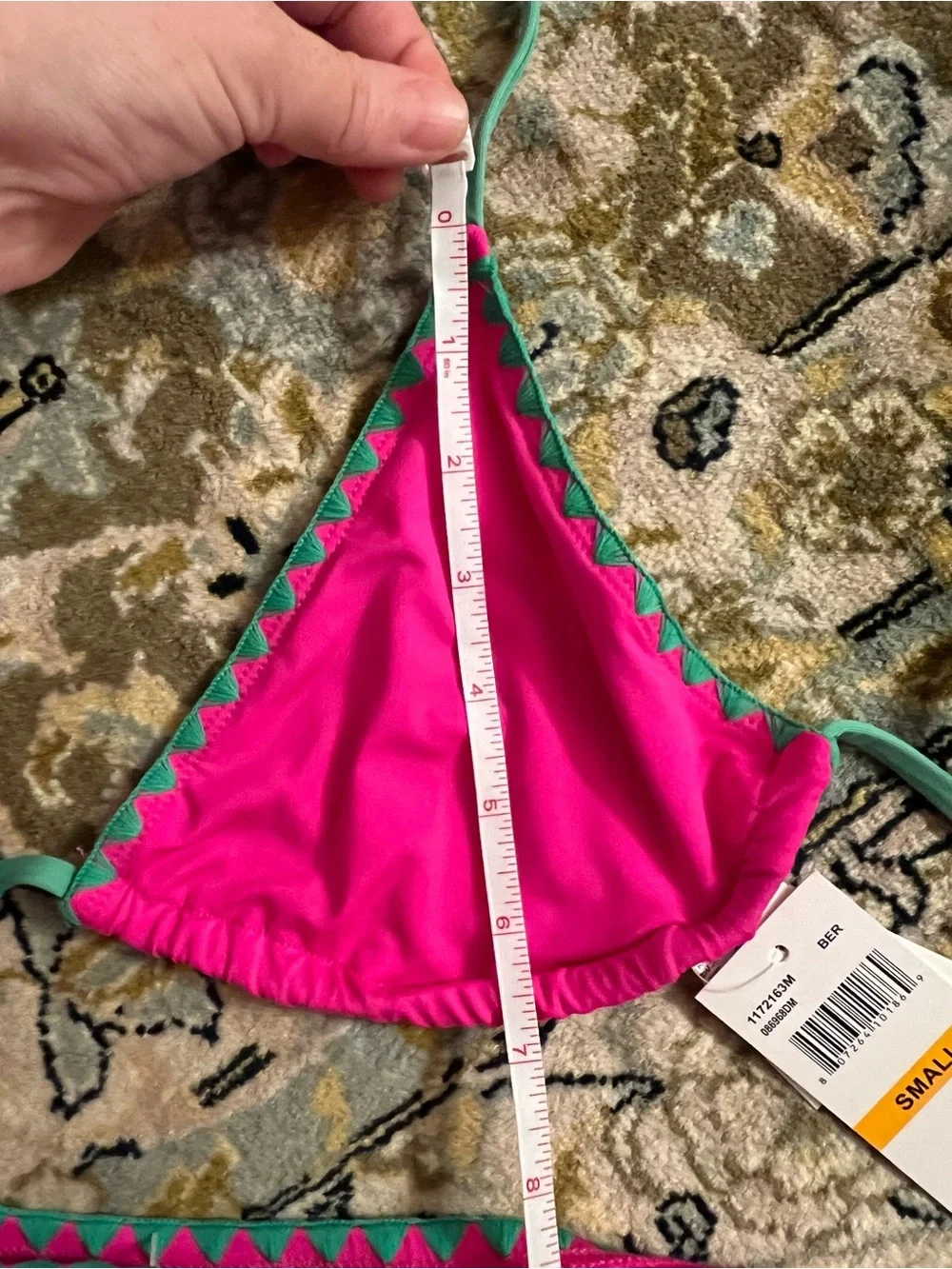 Lucky Brand avila hot Pink / green Two-Piece Bikini swimwear tassel new triangle